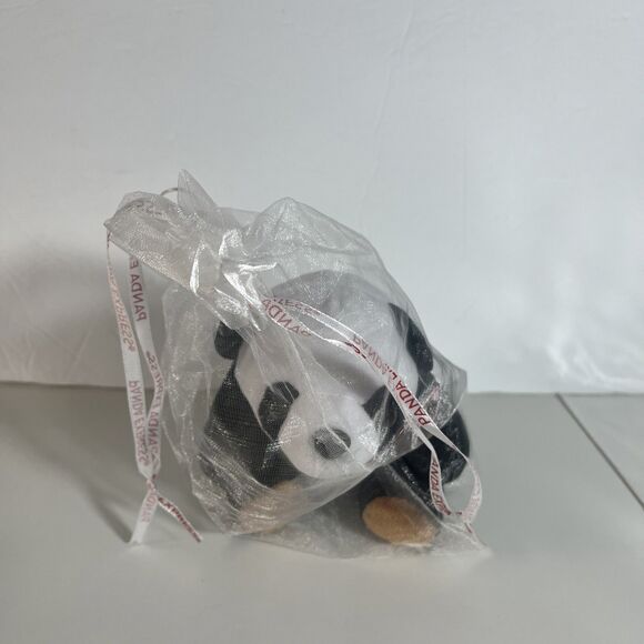 Panda Express Plush Bear Stuffed Animal Toy 2018 Black White 6" Sheer Bag - Picture 2 of 9